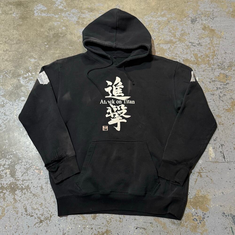 Vintage Y2K Attack On Titan Distressed Hoodie